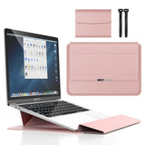 Rose gold 3-in-1 Laptop Sleeve with Built-In Stand & Wrist Rest – Waterproof PU Protective Case for 13/14 Inch Laptops, Portable and Ergonomic Design