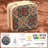 Brown Fantasy Grass Portable Sewing Kit – Compact Travel Set with Needles, Thread, Scissors, Thimble, and Pin Cushion for Home, Dorm, or Emergency Repairs