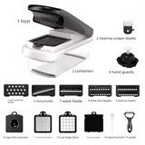 Black Multifunctional Vegetable Slicer – Manual Kitchen Cutter with Adjustable Blades for Slicing, Dicing, Shredding, Garlic Grinding, and Egg White Separation