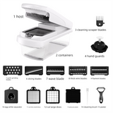 White Multifunctional Vegetable Slicer – Manual Kitchen Cutter with Adjustable Blades for Slicing, Dicing, Shredding, Garlic Grinding, and Egg White Separation