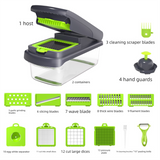 Green Multifunctional Vegetable Slicer – Manual Kitchen Cutter with Adjustable Blades for Slicing, Dicing, Shredding, Garlic Grinding, and Egg White Separation