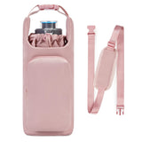 Pink Insulated Water Bottle Carrier with Shoulder Strap – Portable Sleeve for Large Bottles, Featuring Front Pocket and Key Hook