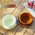 Brown and yellow Portable Foldable Dual Bowl for Pets – Silicone Feeding and Water Dish with Compact Storage Design