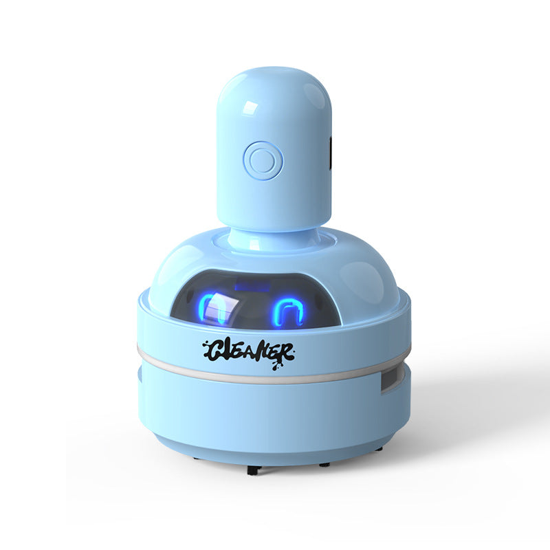 Blue Compact Desktop Vacuum Cleaner – Rechargeable Mini Dust Collector for Eraser Shavings, Pencil Shavings, Paper Scraps, and Fine Debris