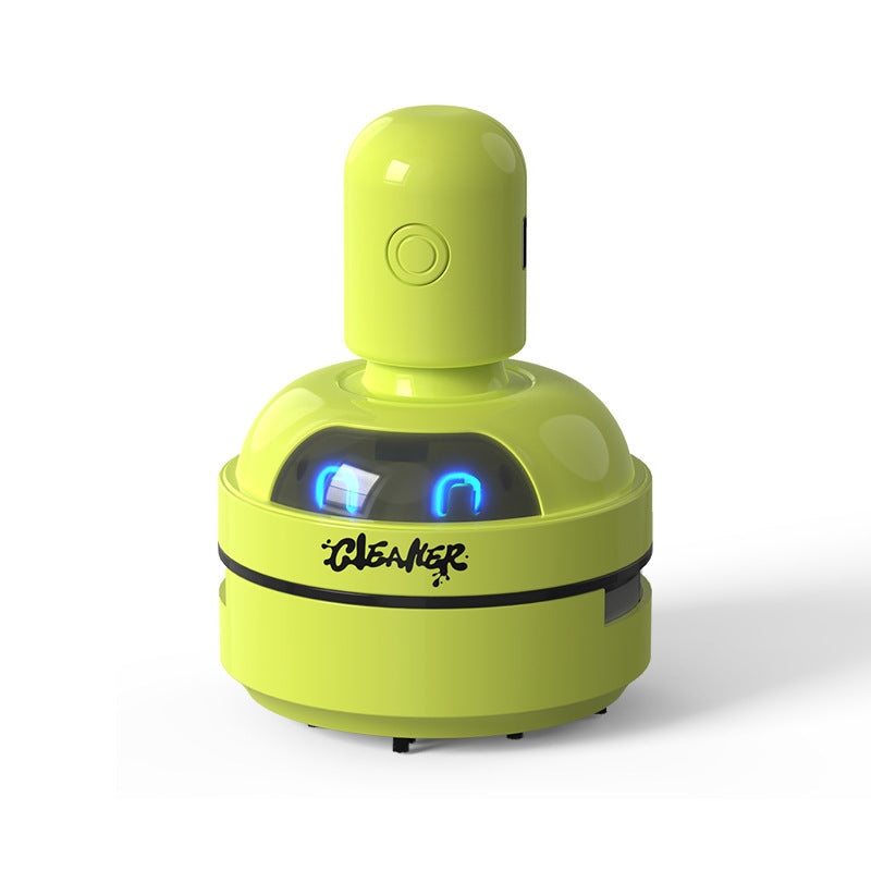 Green Compact Desktop Vacuum Cleaner – Rechargeable Mini Dust Collector for Eraser Shavings, Pencil Shavings, Paper Scraps, and Fine Debris