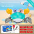 Electric Induction Crawling Crab Baby Toy Interactive Obstacle Avoidance Moving Pet with Music & Light USB Rechargeable Tummy Time Gift Sky Green