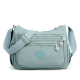Women's Lightweight Nylon Crossbody Bag Waterproof Multi Pocket Shoulder Purse Travel Messenger Aqua Blue