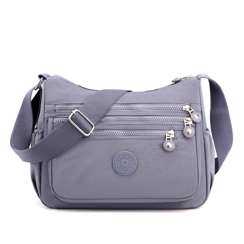 Women's Lightweight Nylon Crossbody Bag Waterproof Multi Pocket Shoulder Purse Travel Messenger Grey