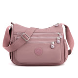 Women's Lightweight Nylon Crossbody Bag Waterproof Multi Pocket Shoulder Purse Travel Messenger Pink