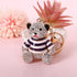 Purple Stripe Crystal Bear Keychain Sparkly Rhinestone Bag Charm Cute Alloy Keyring Gift 