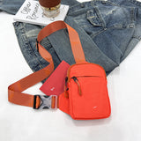 Unisex Mini Nylon Crossbody Sling Bag Chest Pouch Adjustable Wide Strap Lightweight Orange for Travel Sports & Festivals