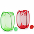 2 PCS Mesh Pop Up Laundry Hamper Collapsible Washing Basket with Side Pocket & Reinforced Handles Portable Dirty Clothes Bin for Dorm Travel & Toy Storage (Green & Red)