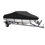 Waterproof Boat Cover 11-13ft Trailerable V-Hull Runabout UV Resistant Marine Grade Storage Tarpaulin with Straps (Black, 420cm x 270cm)
