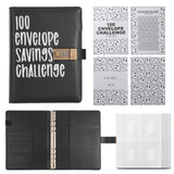 100 Envelope Savings Challenge Binder with Password Lock A5 Cash Stuffing Budget Planner Book Money Organizer for Couples (Black)