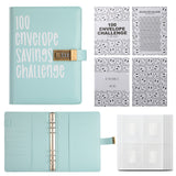 100 Envelope Savings Challenge Binder with Password Lock A5 Cash Stuffing Budget Planner Book Money Organizer for Couples (Blue)