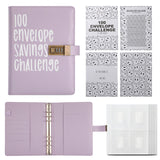 100 Envelope Savings Challenge Binder with Password Lock A5 Cash Stuffing Budget Planner Book Money Organizer for Couples (Purple)
