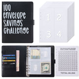 100 Envelope Savings Challenge Binder A5 Budget Planner Book PU Leather Cash Stuffing Money Organiser with Magnetic Closure & Tracker (Black)