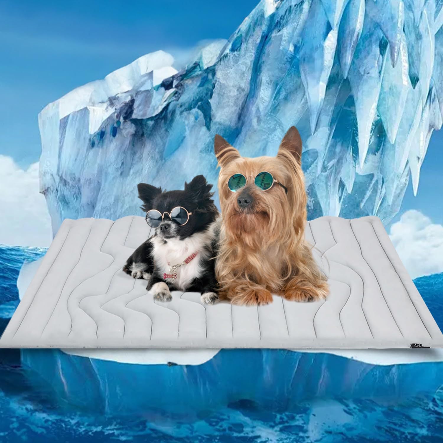 Pet Cooling Mat Self Cooling Pad for Dogs Cats Dual Sided Summer Sleeping Bed Grey Medium (91x58cm)