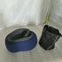 Memory Foam Travel Neck Pillow 360 Support Adjustable Snail Shape Chin Rest for Long Haul Flights Car & Office Portable with Storage Bag (Navy Blue)