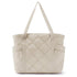 Womens Puffer Tote Bag Quilted Nylon Shoulder Handbag Large Capacity Laptop Work Travel Gym Carryall Bag with Zipper Beige