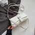 Womens Classic Baguette Shoulder Bag Soft PU Leather Underarm Purse with Adjustable Strap Crossbody Handbag Minimalist 90s Style White