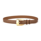 Womens Genuine Leather Belt Retro Gold Buckle Waist Belt for Jeans Dress Coat Fashion Split Cowhide Strap Caramel Color 105cm