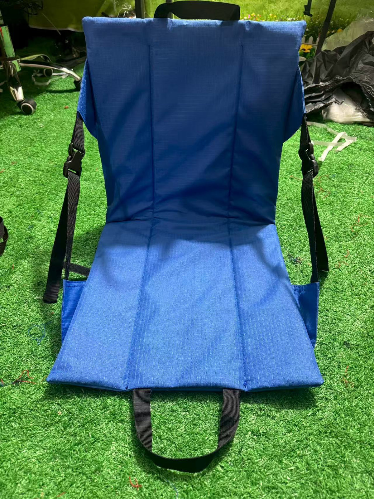 Portable Folding Stadium Seat Cushion with Back Support Lightweight Outdoor Chair for Camping Concerts Hiking Beach Bleachers Royal Blue