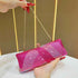 Luxury Rose Red Crystal Evening Clutch Bag Gradient Rhinestone Hard Case Purse with Detachable Chain for Wedding Prom Cocktail Party Fits Smartphone