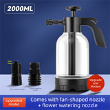 White 2L Handheld Car Wash Foam Sprayer Pump Action Pressure Cannon with 2 Nozzles for Auto Detailing and Garden Watering Heavy Duty 55 Degree Fan Spray