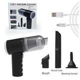 Black 3-in-1 Portable Cordless Mini Vacuum Cleaner Handheld Air Duster & Blower USB Rechargeable Kit for Car Interior Home Office Keyboard Pet Hair