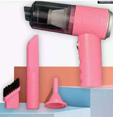 Pink 3-in-1 Portable Cordless Mini Vacuum Cleaner Handheld Air Duster & Blower USB Rechargeable Kit for Car Interior Home Office Keyboard Pet Hair