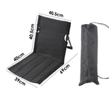 Portable Folding Ground Chair with Back Support Lightweight 500g Padded Stadium Seat Beach Mat for Camping Picnics Festivals - Black