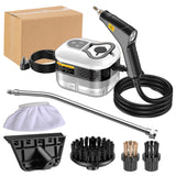 White and Black 1500W High Pressure Steam Cleaner with Digital Display (3.5 BAR) - 1.2L Heavy Duty Steamer for Kitchen Grease, Grout, Car Detailing & Upholstery (AU Plug)