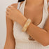 Chunky Resin Bangle Bracelet - Irregular Geometric Square Cuff - Beige Tortoiseshell Tone Wide Wristwear for Women