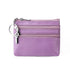 Genuine Leather Coin Purse Mini Wallet with Triple Zipper Pockets Key Ring Holder Pouch for Cash & Cards - Light Purple
