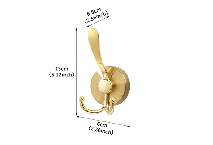 Stainless Steel Vacuum Suction Cup Hook Rack 3-Hook Gold Wall Mounted Towel Rail for Bathroom and Kitchen No Drilling Required