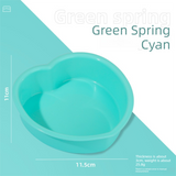 Heart Shaped Silicone Baking Mould - Non-Stick Mousse Cake & Jelly Pan - Easy Release Polished Interior for Valentine's Day Desserts (Green Spring Cyan, 11.5cm)