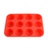 12-Cup Silicone Muffin Pan - Non-Stick Red Baking Mould for Cupcakes, Egg Bites & Tarts - Food Grade, Heat Resistant & Dishwasher Safe (29.5cm)