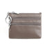 Genuine Leather Coin Purse Mini Wallet with Triple Zipper Pockets Key Ring Holder Pouch for Cash & Cards - Purple-violet