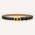 Womens Genuine Leather Belt Black 2.3cm Wide Gold Buckle Waist Strap for Jeans & Dresses Elegant Fashion Accessory