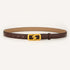 Womens Genuine Leather Belt Coffee 2.3cm Wide Gold Buckle Waist Strap for Jeans & Dresses Elegant Fashion Accessory