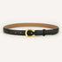Womens Genuine Leather Belt Black C-Shape Gold Buckle Waist Strap for Jeans & Dresses Classic Fashion Accessory