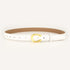Womens Genuine Leather Belt White C-Shape Gold Buckle Waist Strap for Jeans & Dresses Classic Fashion Accessory
