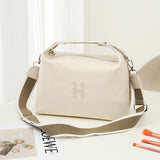 Womens Canvas Crossbody Bag Beige Minimalist H-Letter Box Tote Wide Strap Shoulder Handbag for Travel & Work Large Capacity