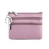 Genuine Leather Coin Purse Mini Wallet with Triple Zipper Pockets Key Ring Holder Pouch for Cash & Cards - Lavender purple