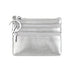 Genuine Leather Coin Purse Mini Wallet with Triple Zipper Pockets Key Ring Holder Pouch for Cash & Cards - Silver