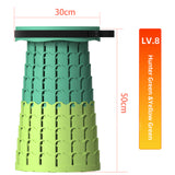 Portable Retractable Stool MAX Gen 8 Telescopic Camping Seat 50cm Tall Extra Wide Heavy Duty Hunter & Yellow Green for Fishing & Gardening