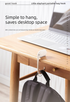 Cartoon Elephant Desk Side Bag Hook White Portable Adhesive Schoolbag Hanger No-Drill Movable Table Hook for Students and Office