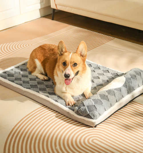 Thickened Soft Pet Bed Mat M Size Grey Comfortable Dog Sleeping Pad Washable Cushion for Medium Dogs and Cats All Season Home Decor