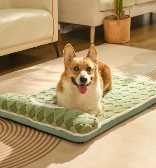 Thickened Soft Pet Bed Mat L Size Light Green Comfortable Large Dog Sleeping Pad Washable Cushion for Big Dogs and Cats All Season Use